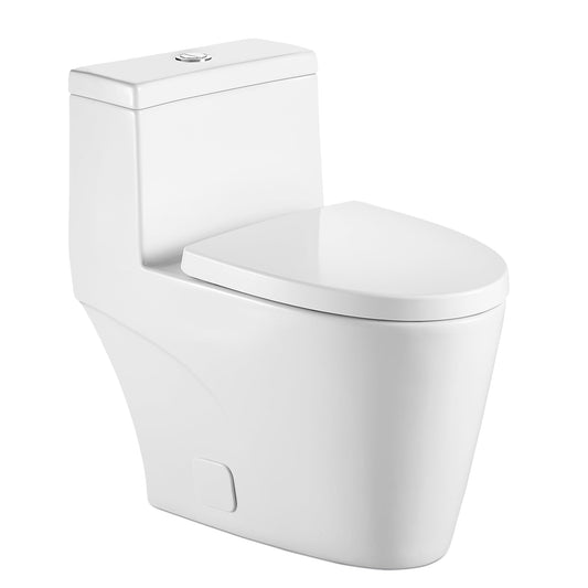 Lordear One Piece Toilet with Comfort Wider Chair Seat Modern White Toilet Dual Flush 1.1/1.6 GPF 12" Rough-In  from Lordear