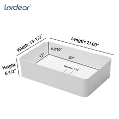 Lordear 21x14 inch Bathroom Rectangular Ceramic Sink