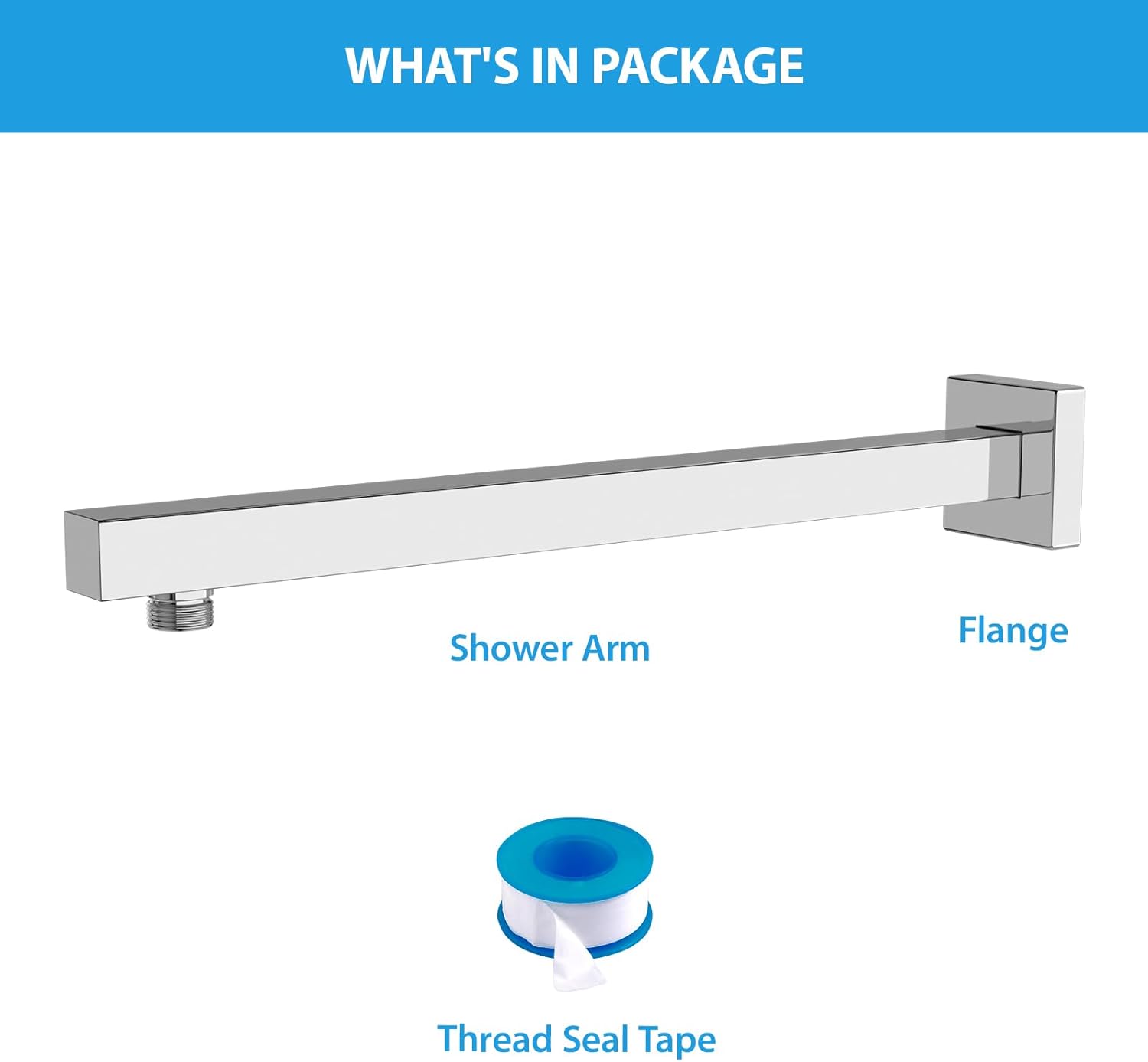 Lordear 16 Inch Shower Arm, Brushed Nicke/Chrome Finish, Rain Shower Head Extension Arm With Flange and Teflon Tape,304 Stainless Steel Rain Shower Arm Wall Mounted  from Lordear