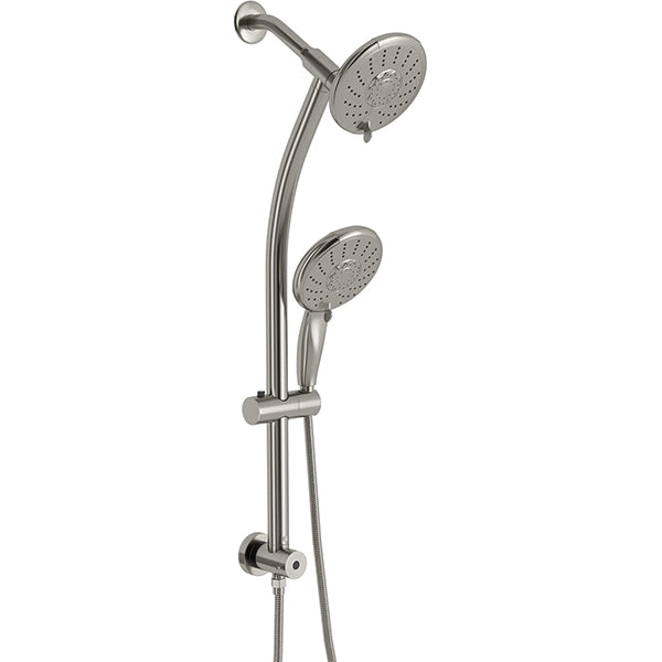 Lordear Rain Shower Head Combo with Handheld Spray 5-Setting Dual Rain Hotel Spa Shower System 3-Way Diverter Adjustable Sliding Bar Brushed Nickel  from Lordear