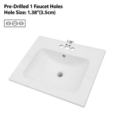 Lordear 24'' White Ceramic Vessel Bathroom Sink