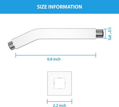 Lordear 6 Inch Brushed Nickel Shower Arm Rain Shower Head Extension with Flange and Teflon Tape 304 Stainless Steel Wall Mounted  from Lordear