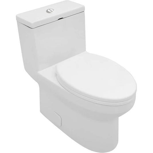 Lordear One Piece Skirted Elongated Toilet with Comfort Seat Dual Flush 1.1/1.6 GPF White Ceramic 12" Rough-In for Bathroom  from Lordear