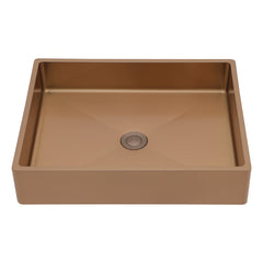 Lordear 19'' x 15'' Stainless Steel Rectangular Bathroom Vessel Sink with Pop-Up Drain