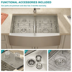 Lordear 33" Stainless Steel Double Bowl Apron Front Farmhouse Kitchen Sink  from Lordear
