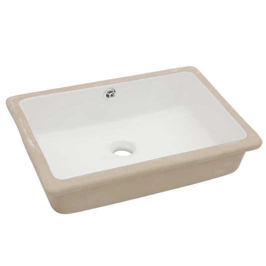 Lordear White Ceramic Rectangle Undermount Bathroom Vanity Sink with Overflow