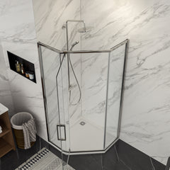 Lordear 72'' Tempered Glass Frameless Corner Frame Shower Door