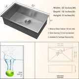 Lordear Undermount Sink 30 Inch - Stainless Steel Single Bowl Kitchen Sink | Lordear