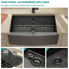 Lordear Stainless Steel Gunmetal Black Single Bowl Farmhouse Kitchen Sink  from Lordear