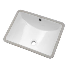 Lordear White Ceramic Rectangular Undermount Bathroom Sink