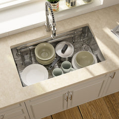 Lordear Patent 33'' Undermount Single Bowl Stainless Steel Workstation Kitchen Sink