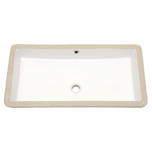 Lordear White Ceramic Rectangular Undermount Bathroom Sink