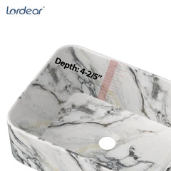 Lordear 16x12 inch Bathroom Above Counter Rectangle Vessel Sink