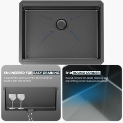 Lordear 25'' Gunmetal Black Stainless Steel Undermount Workstation Kitchen Sink