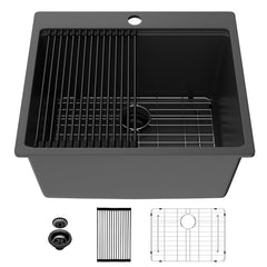 Lordear 25x22x12 Inch Quartz Laundry Sink Single Bowl