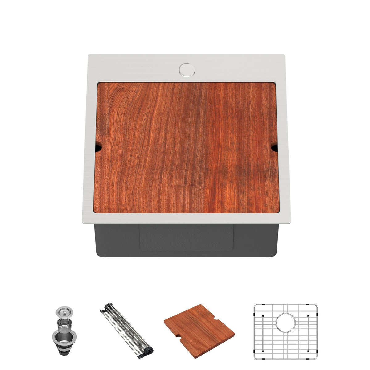 Lordear 18x18 Inch Drop-In Workstation Bar Sink