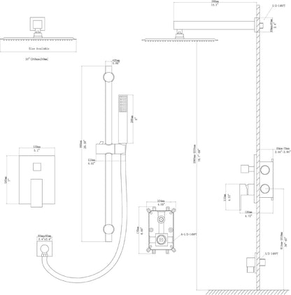 Lordear High Pressure Black Shower System 10 Inch,Height Adjustable Shower Faucet Set Wall Mounted,Stainless Steel Shower Head and Handheld, Sliding Bar,Brass Valve Included  from Lordear