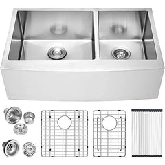 Lordear 33-Inch Farmhouse Sink Stainless Steel Double Bowl 60/40 Apron Front 16 Gauge Stainless Steel Farm Style Kitchen Sink  from Lordear