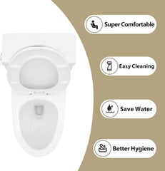 Lordear White Ceramic Floor Mounted Push Button One Piece Elongated Bidet Toilet with Comfort Soft Seat  from Lordear