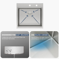 Lordear 21 x 20 x 10 Inch Drop-In Workstation Bar Sink