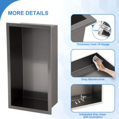 Lordear 12in  x 6in  Shower Niche Bathroom Shelf Black No Tile Needed Recessed Wall Niche Insert for Storage  from Lordear