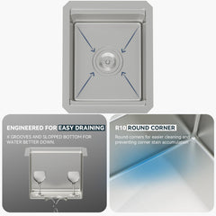Lordear 12x15 Inch Undermount Bar Sink
