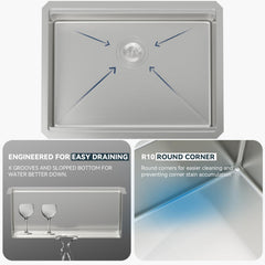Lordear 25'' Stainless Steel Undermount Workstation Kitchen Sink