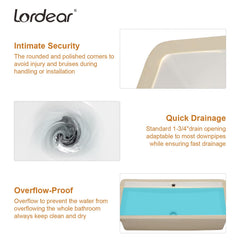 Lordear 27x14-Inch White Rectangular Ceramic Undermount Bathroom Sink
