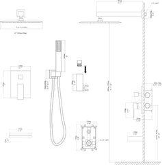 Lordear 12" ‎Stainless Steel Wall Mounted Rainfall Square Shower Head with Handheld and Faucet  from Lordear