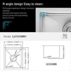 Lordear Undermount Single Bowl Stainless Steel Bar Sink