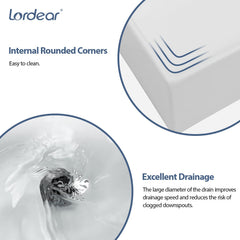 Lordear 20'' x 18'' White Rectangle Ceramic Wall Mount Bathroom Sink