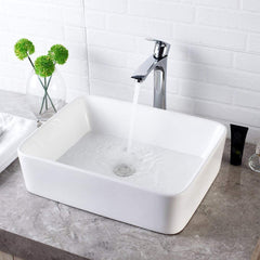 Lordear 19'' x 15'' White Ceramic Countertop Rectangle Bathroom Vessel Sink