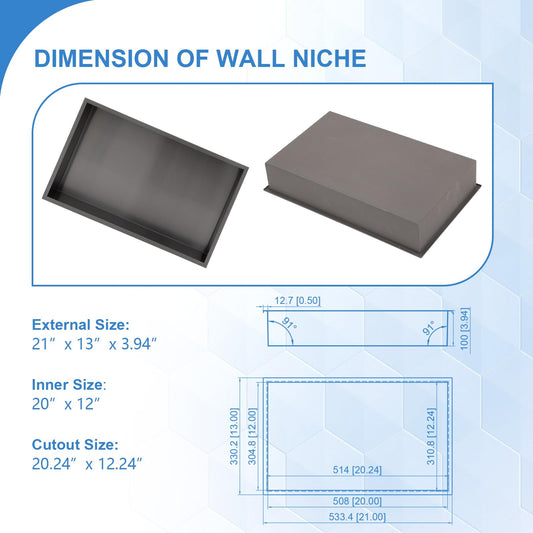 Lordear 12in  x 6in  Shower Niche Bathroom Shelf Black No Tile Needed Recessed Wall Niche Insert for Storage  from Lordear