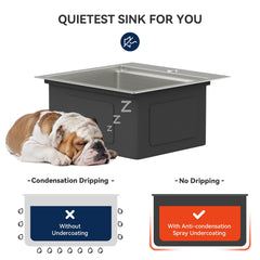 Lordear 18x18 Inch Drop-In Workstation Bar Sink