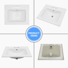 Lordear 24'' White Ceramic Vessel Bathroom Sink