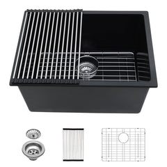 Lordear 24x18x12 Inch Undermount Granite Composite Laundry Sink