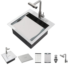 Lordear 21x20 Inch Drop-In Workstation Kitchen Sink