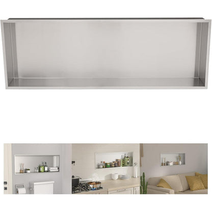 Lordear 36" x 12" Rectangle Shower Niche Double Bathroom Shelf No Tile Needed Recessed Wall Niche Insert for Storage