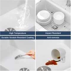 Lordear 33 Inch White Fireclay Workstation Farmhouse Kitchen Sink