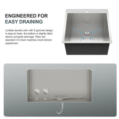 Lordear 22x22 Inch Drop-In Laundry Sink