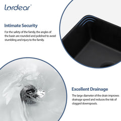Lordear 16'' x 12'' Ceramic Rectangular Drop-in Bathroom Vessel Sink