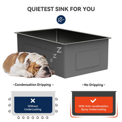 Lordear Gunmetal Black Single Bowl Undermount Stainless Steel Kitchen Sink