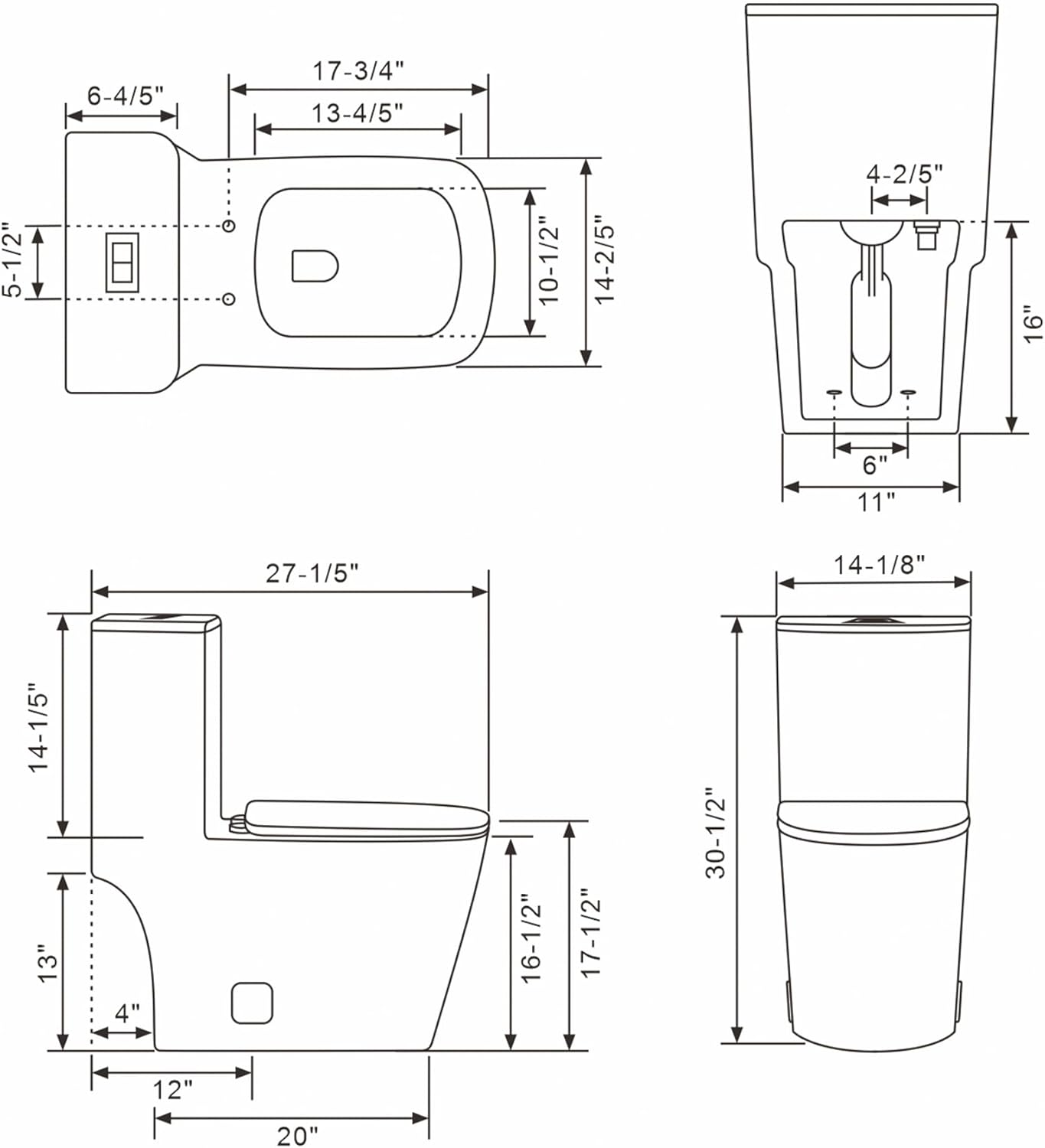 Lordear One Piece Elongated Toilet with Comfortable Seat Height Dual Flush Power Flush 1.1/1.6 GPF 12" Rough-In Glossy White  from Lordear