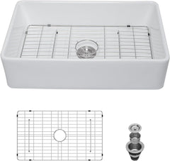 Lordear  Ceramic Apron Front Single Bowl Fireclay Farmhouse Sink