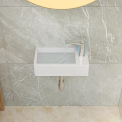 Lordear 18''x 10'' White Ceramic Rectangle Wall Mounted Bathroom Sink