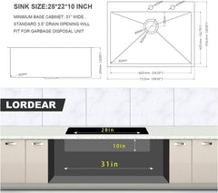 Lordear Stainless Steel Drop-In Single Bowl Kitchen Sink  from Lordear