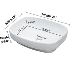 Lordear 20 x 15 Inch Vessel Sink Bathroom Semi Recessed Sinks