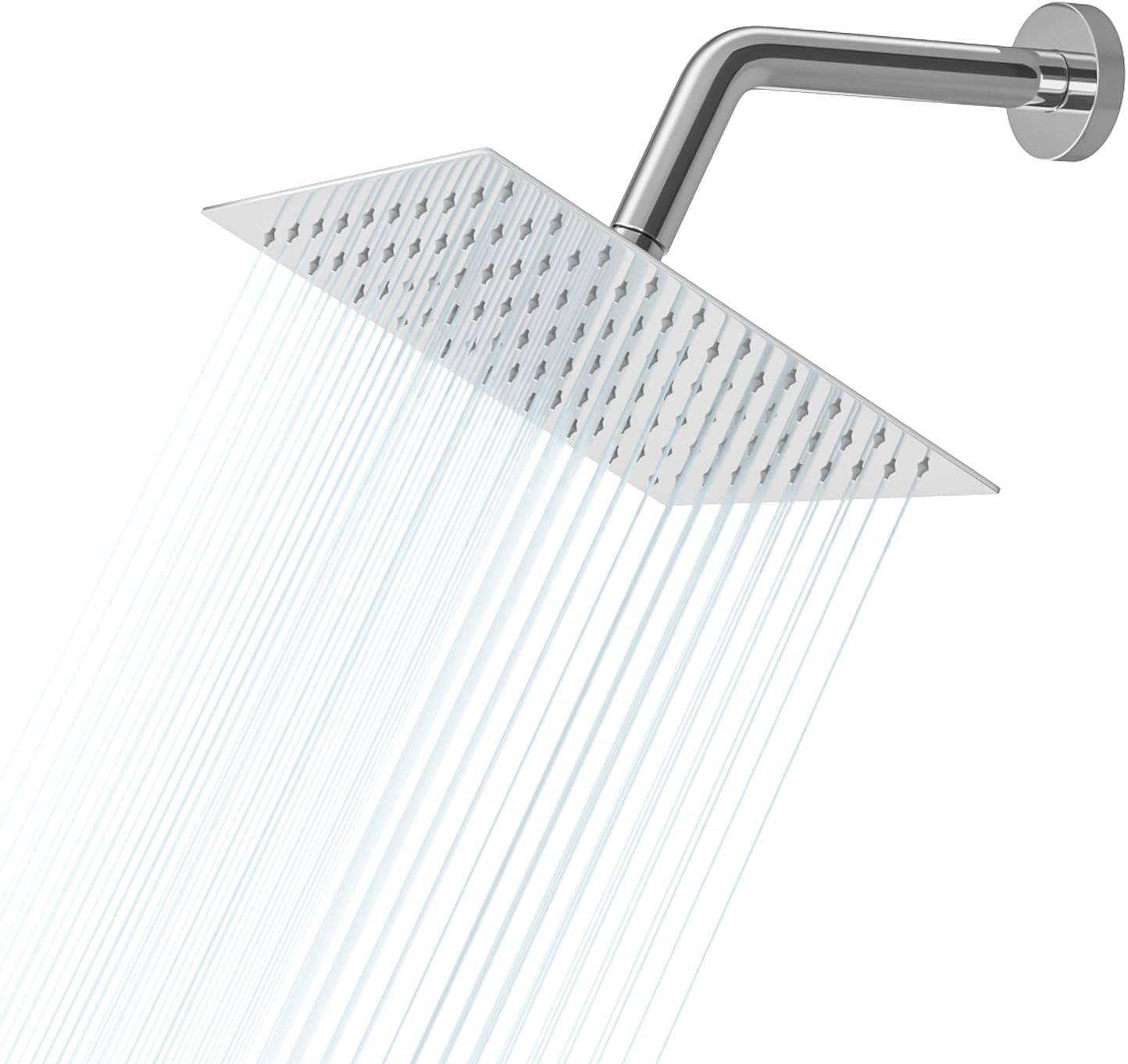 Lordear Rain Shower Head 8 Inch Square High Pressure Waterfall Shower Head Ultra Thin 304 Stainless Steel Shower Head Polish Chrome with 100 Silicone Nozzles  from Lordear