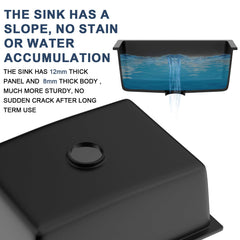 Lordear 22x17x9 Inch Black Granite Composite Undermount Bar Sink