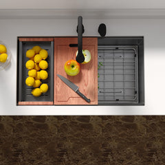 Lordear 30'' Gunmetal Black Stainless Steel Undermount Workstation Kitchen Sink